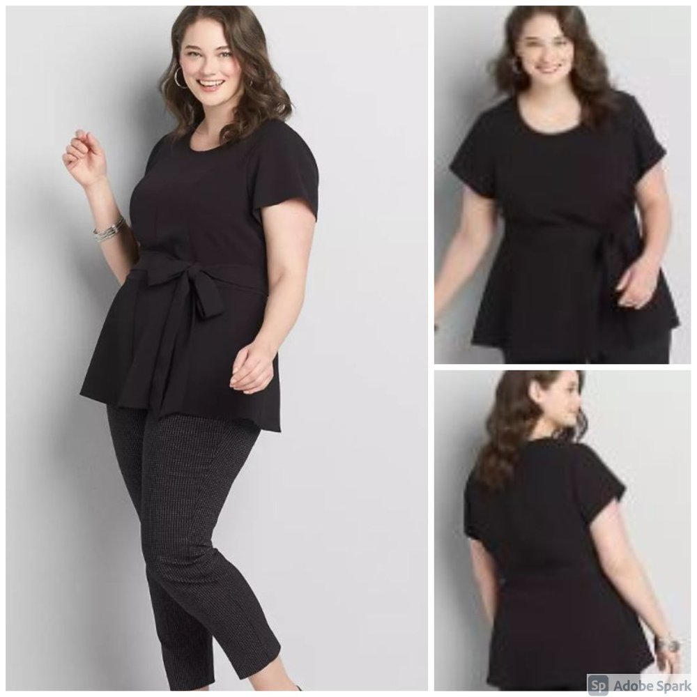 LANE BRYANT ROUND NECK LENA TOP (BLACK)